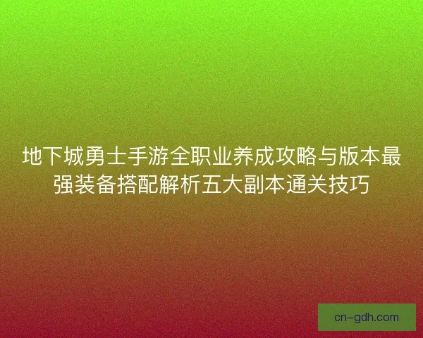 地下城勇士手游全职业养成攻略与版本最强装备搭配解析五大副本通关技巧