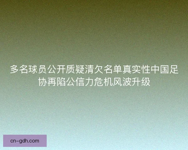 多名球员公开质疑清欠名单真实性中国足协再陷公信力危机风波升级 多名球员公开质疑清欠名单真实性中国足协再陷公信力危机风波升级