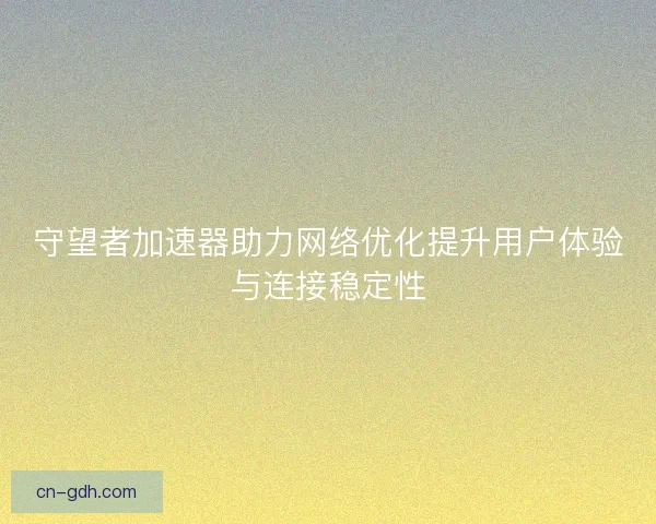 守望者加速器助力网络优化提升用户体验与连接稳定性